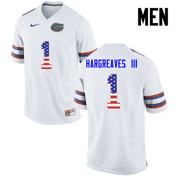 Men Florida Gators #1 Vernon Hargreaves III College Football USA Flag Fashion Jerseys-White